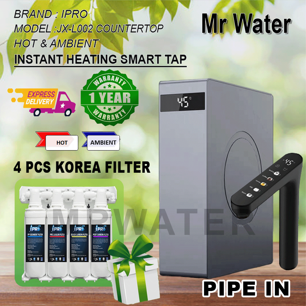 IPRO Instant Water Tap Smart Instant Hot Ambient Water Purifier JX-L002 - 4 Stage Korea Antibacterial Filter HALAL