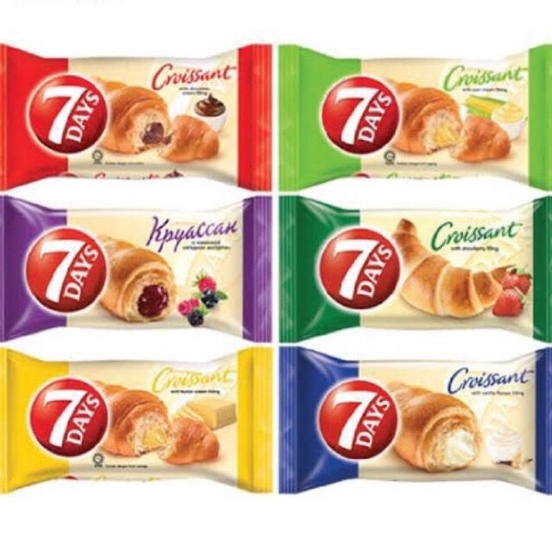 60g 7 Days Croissant with Filling [Chocolate/Butter/Strawberry/Vanilla/Corn/