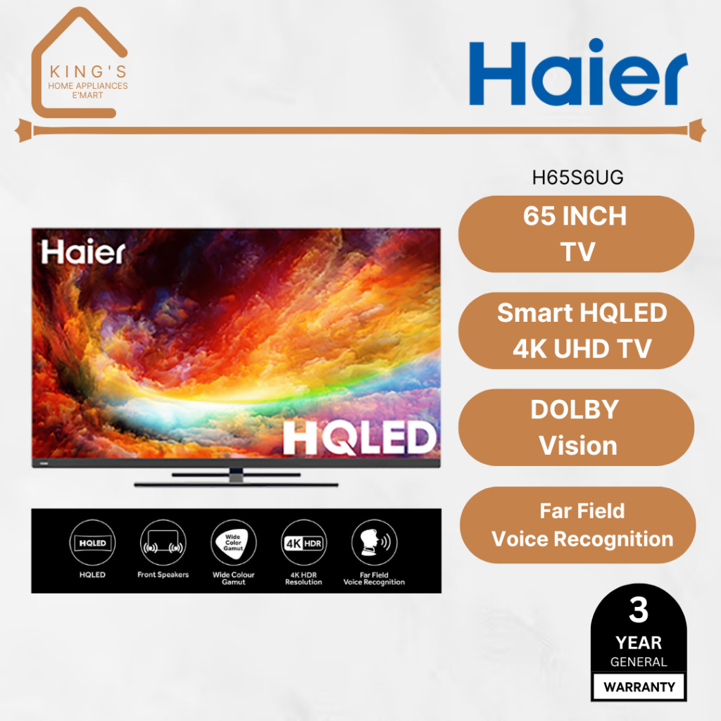 Haier 65 Inch HQLED 4K UHD Smart Android 11 TV H65S6UG PRO / Quantum Dot / MEMC / Television / 电视