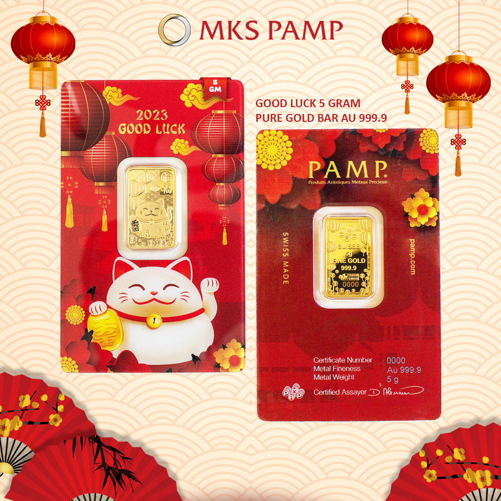 [LIMITED EDITION] PAMP GOLD BAR 999.9 5.00g (EMAS 999.9) Good Luck Cat