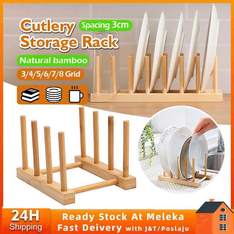 Kitchen Dish Rack Wooden Dish Drying Rack Bowl Rack Plate Storage Rak Pinggan Kayu Holder Drainer Tableware Organizer收纳架