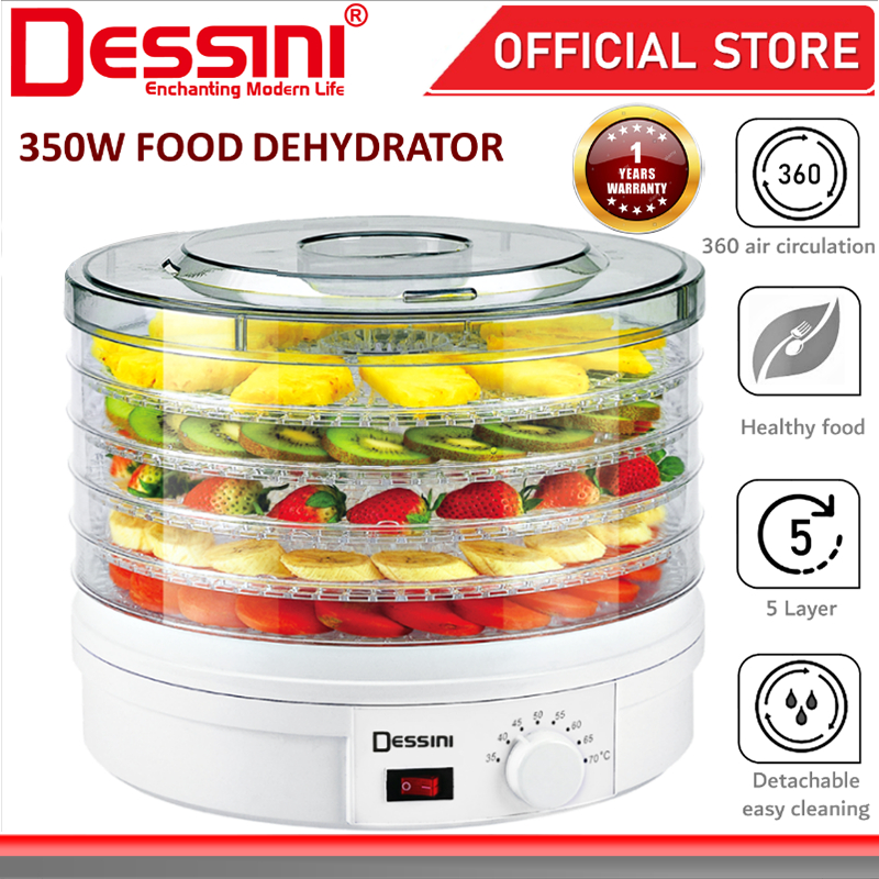 DESSINI ITALY 5 Layer Tray Food Dehydrator Dried Fruit Vegetable Meat Herbs Machine Healthy Snacks Food Dryer