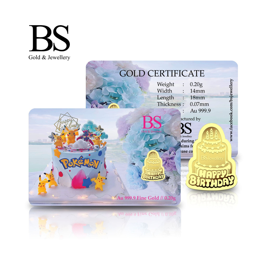 BS Jewellery Emas 999.9 Goldbar Edisi Pokemon 0.20g / 0.10g - F37F&hellip;