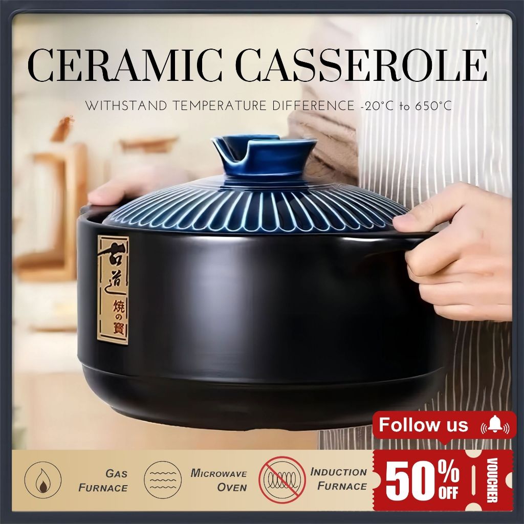 Healthy Ceramic Casserole Pots High Temperature Resistant Stockpot Stew Pot Clay Soup Pot Ceramic Sand Pot Periuk Tanah