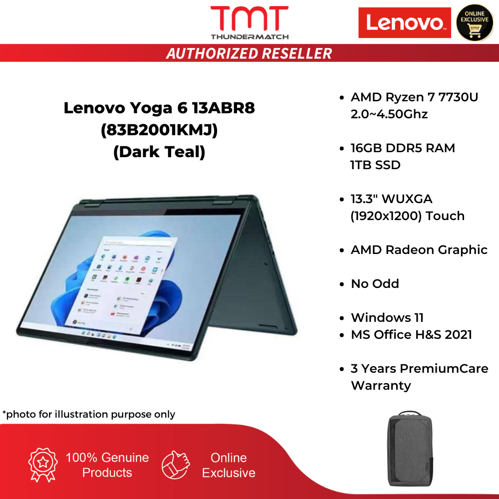 Lenovo Yoga 6 13ABR8 (83B2001KMJ) 2-in-1 Laptop | AMD Ryzen 7 7730U | 16GB RAM 1TB SSD | 13.3" WUXGA
