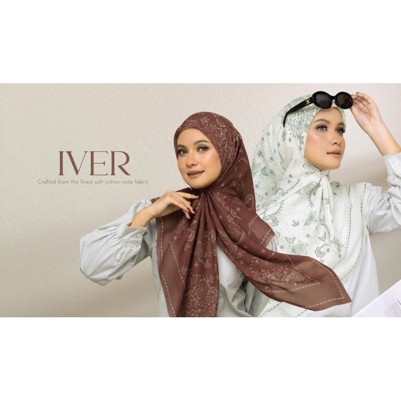 The Hijab Co Iver Soft Cotton Voile Finest Paisley Concept Floral Bawal Square Senang Urus dan Senang Bentuk