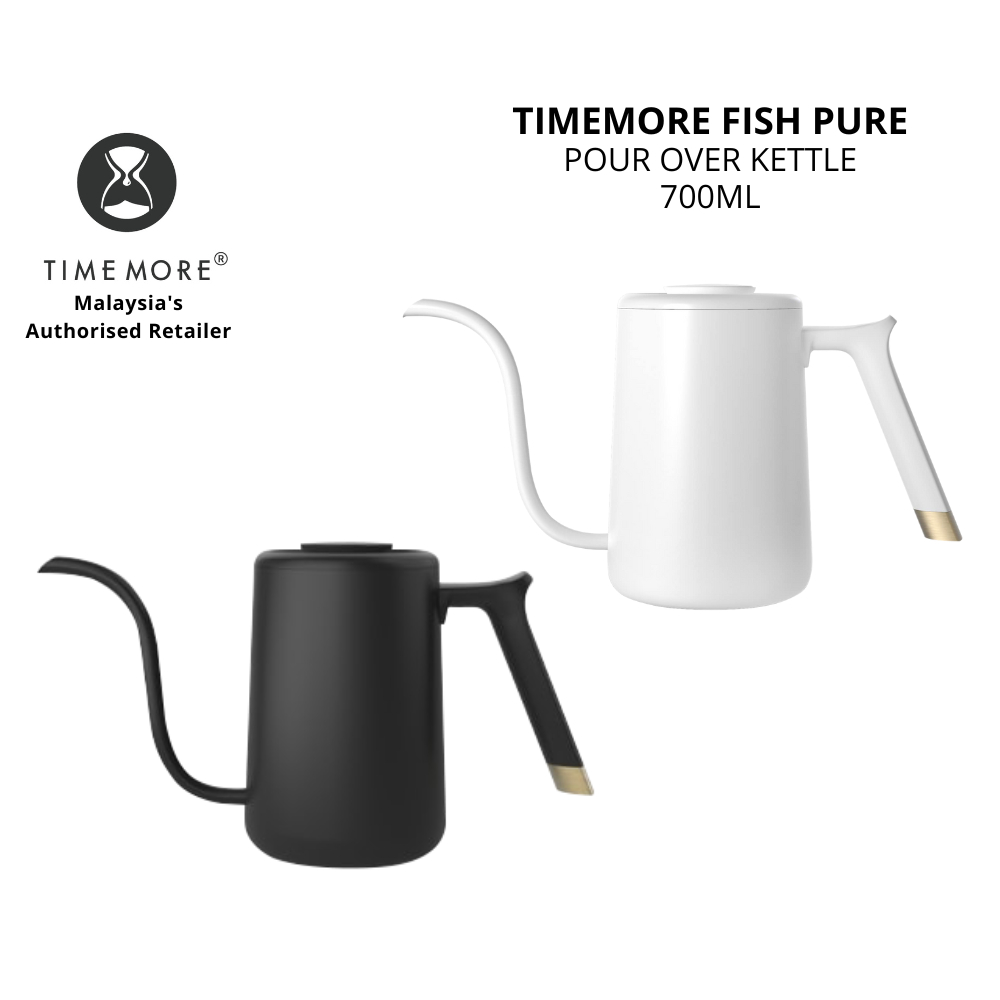 TIMEMORE Fish Pure Pour Over Kettle, 700 ML, Black / White