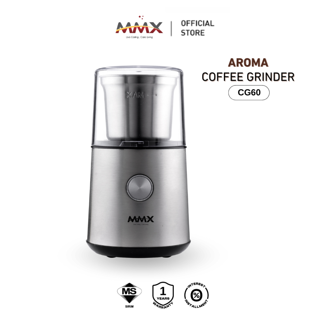 MMX Aroma Lite CG60 Stainless Steel Anti Spill Design Coffee Grinder 85G