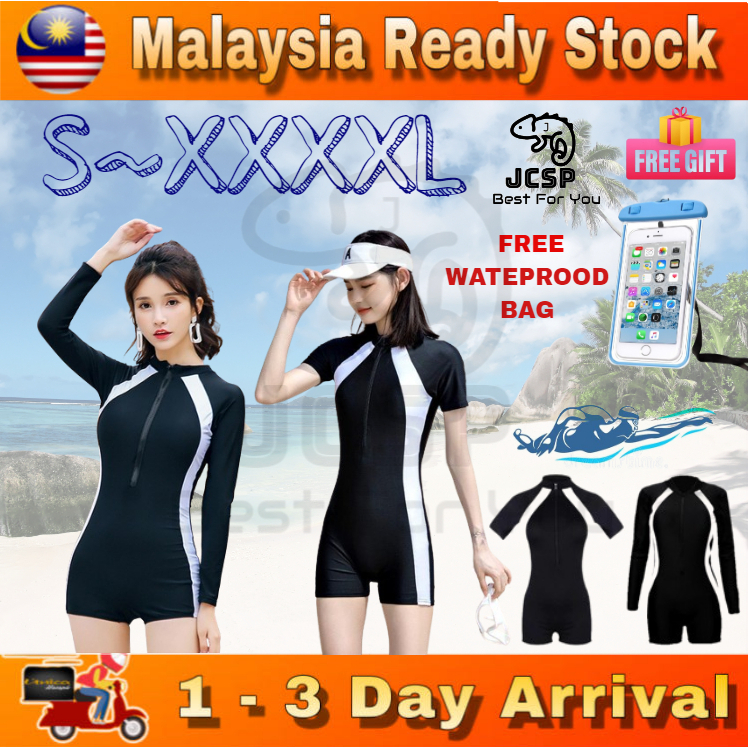 Ready StockOne Piece Women Short Pants Short Sleeve Long Sleeve Swimming Suit Swimwear 长袖短袖短裤一件式