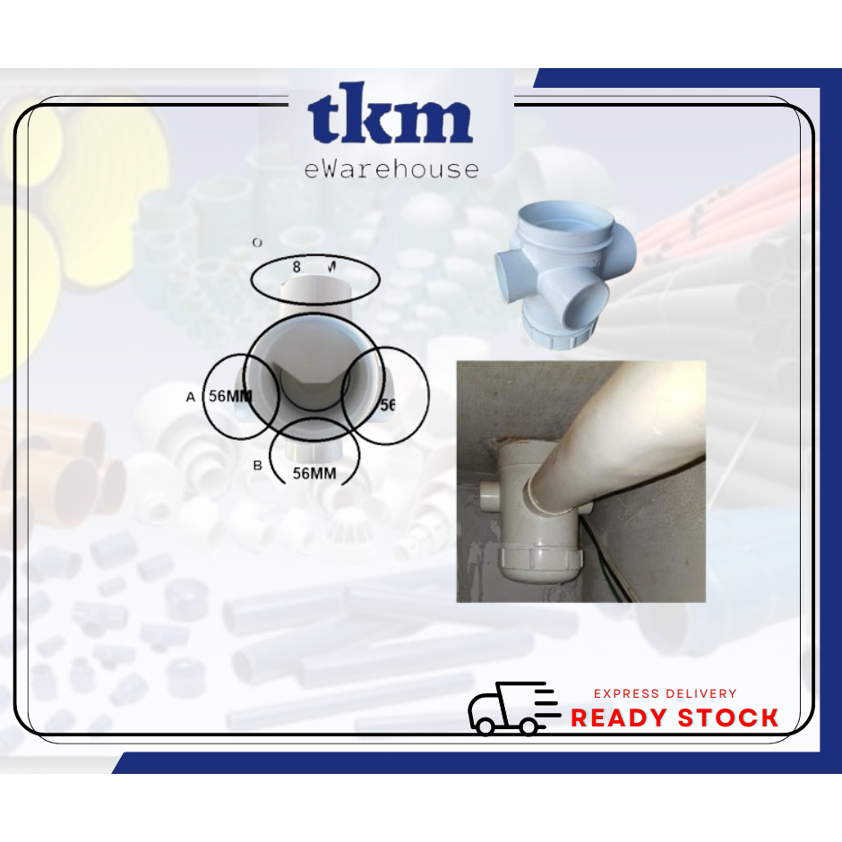 [TKM] UPVC DRAINAGE FLOOR GULLY TRAP SYSTEM DN110MM (4 ) X DN82MM (3 ) & DN56MM (2 )