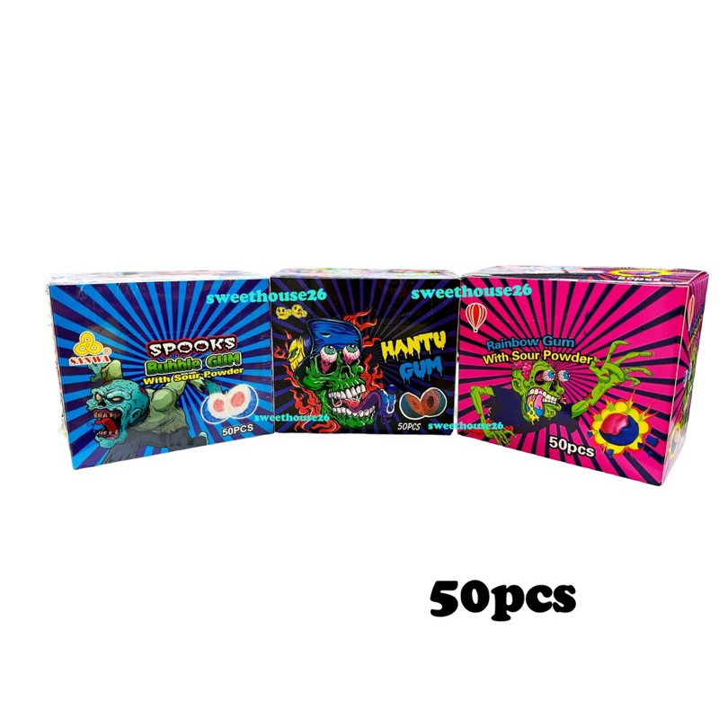 Hantu Gum with Sour Powder Hantu Bubble Gum 50pcs