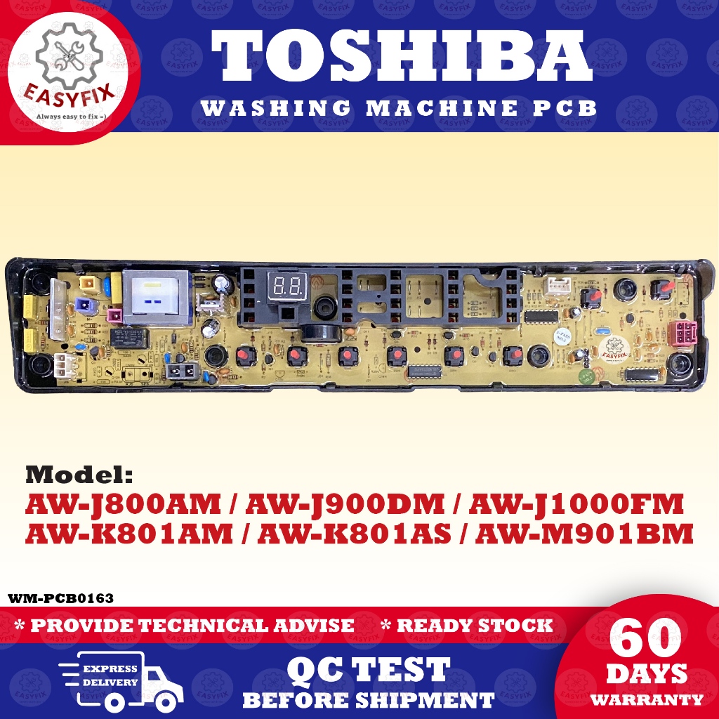 AW-J800AM / AW-J900DM / AW-J1000FM / AW-K801AM / AW-K801AS / AW-M901BM TOSHIBA WASHING MACHINE PCB BOARD CONTROL BOARD