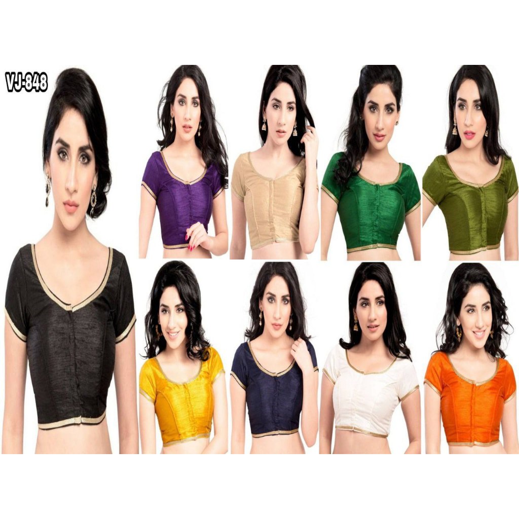 XS to 6XL Saiz Party Wear Traditional Indian Dupion Silk Designer Beautiful Top Saree Blouse