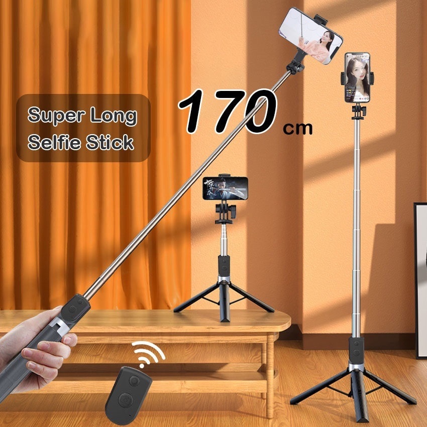 Bluetooth Selfie Stick 170cm Monopod With Remote Control 360° Rotate 3 in 1 Tripod With Shutter Mirror And LED Light
