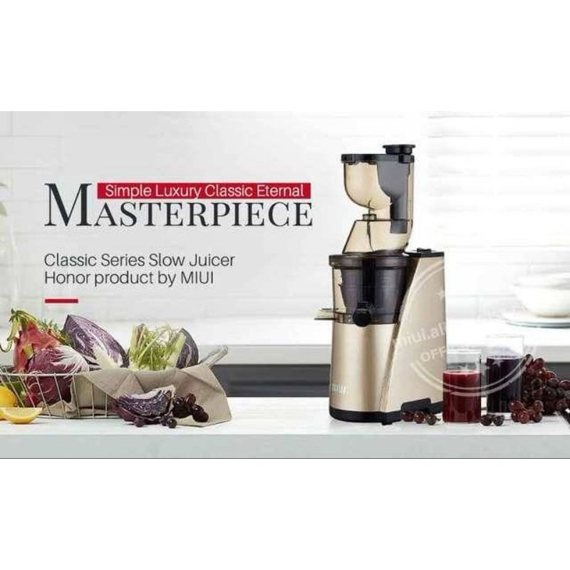 MIUI Juicer, Masticating Slow Cold Press Juicer with Ice Cream Strainer