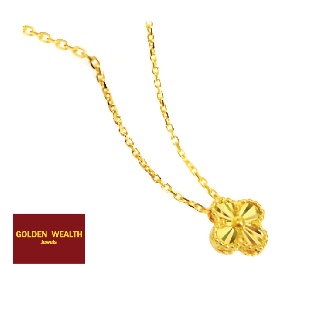 Golden Wealth VC Solid Necklace Rantai Leher Emas 916四叶草黄金精品套链