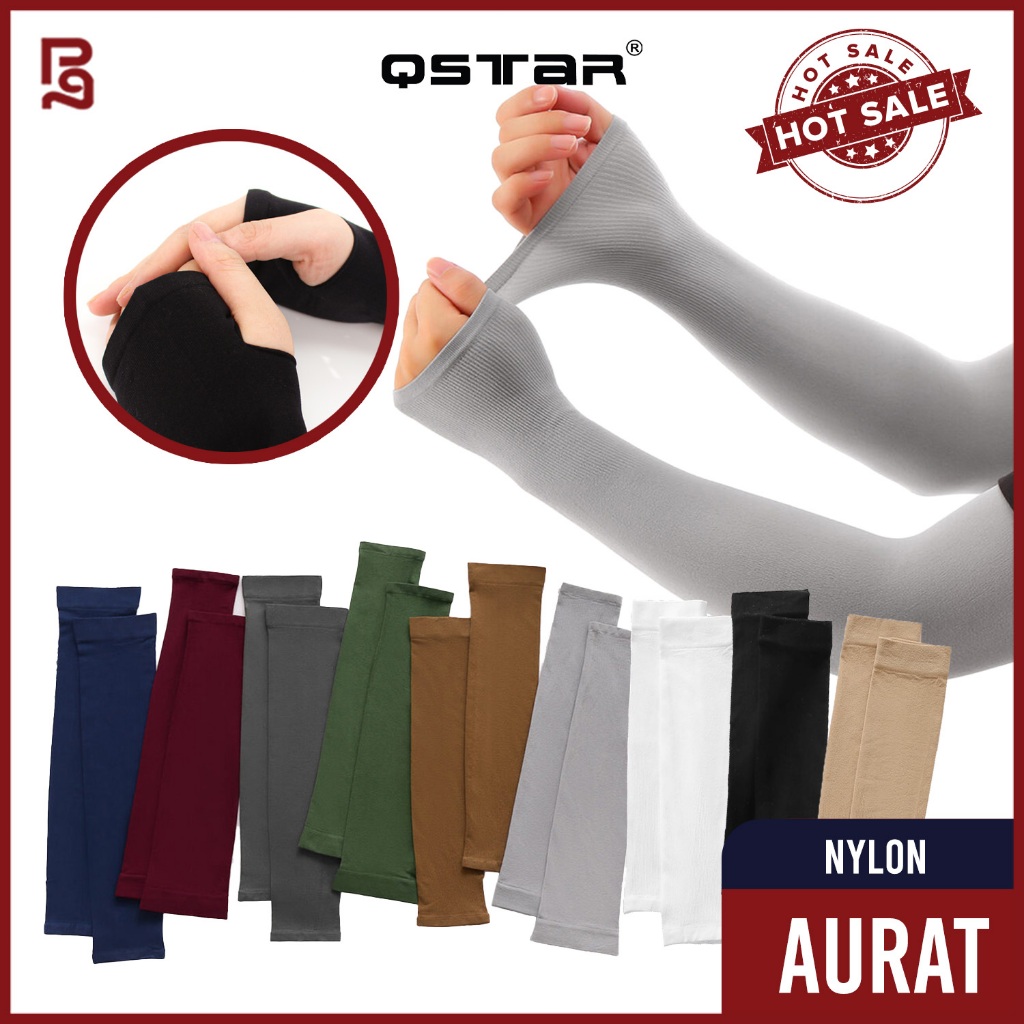 [PGS] 1 Pair Comfort UV Protection Cooling Materials Handsocks Fingerless/ Sarung Lengan Biasa Dan Lubang Jari