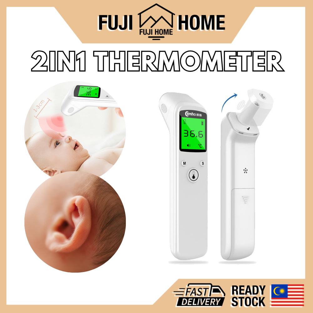 READY STOCK2IN1 Forehead & Ear Thermometer Digital Infrared Temperature Scanner LCD Screen Adult and Baby Cek Suhu Bad
