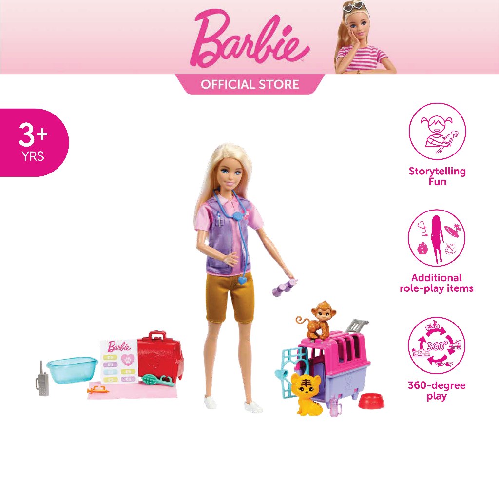 Barbie Animal Rescue & Recovery Playset With Blonde Doll, 2 Animal Figures & Accessories (HRG50)