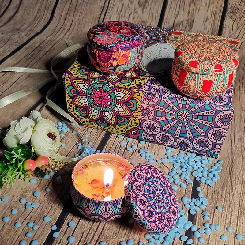 Fast Delivery 61C 60g Pretty Boxes Scented Candle Dry Flower Handmade Natural Soy Wangi Lilin Buatan Tangan