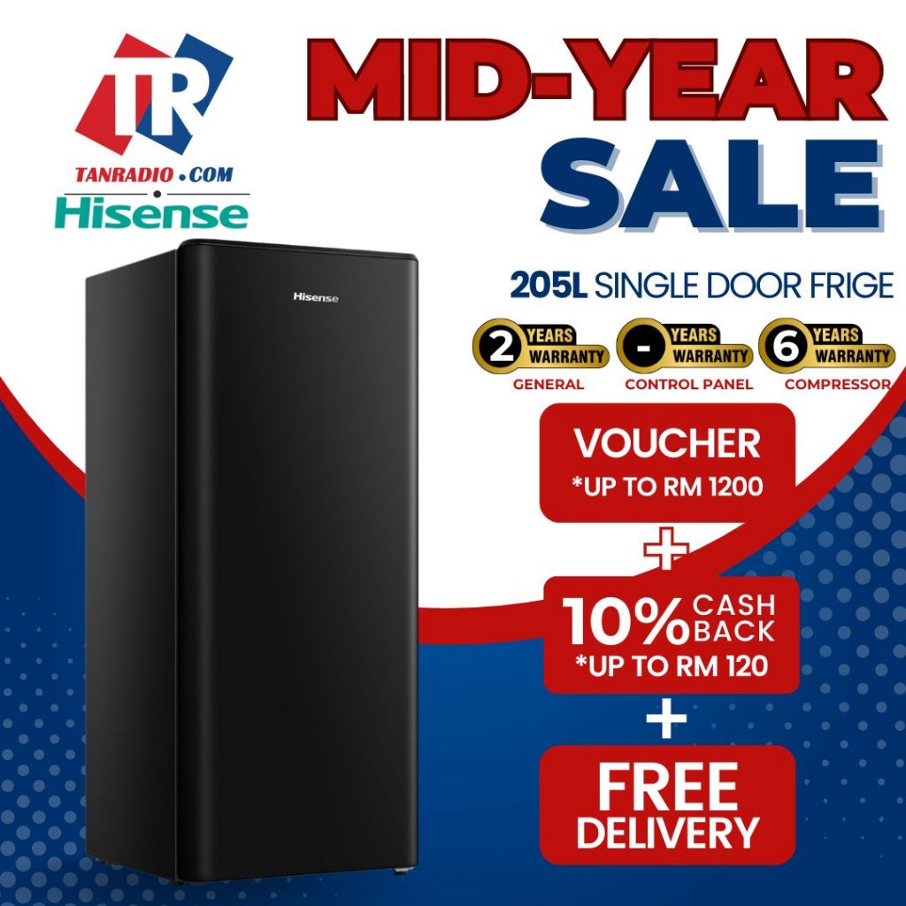 【MID YEAR SALE + FREE SHIPPING】Hisense SINGLE DOOR Fridge Mini Bar REFRIGERATOR (60L/118L/140L/170L/205L)