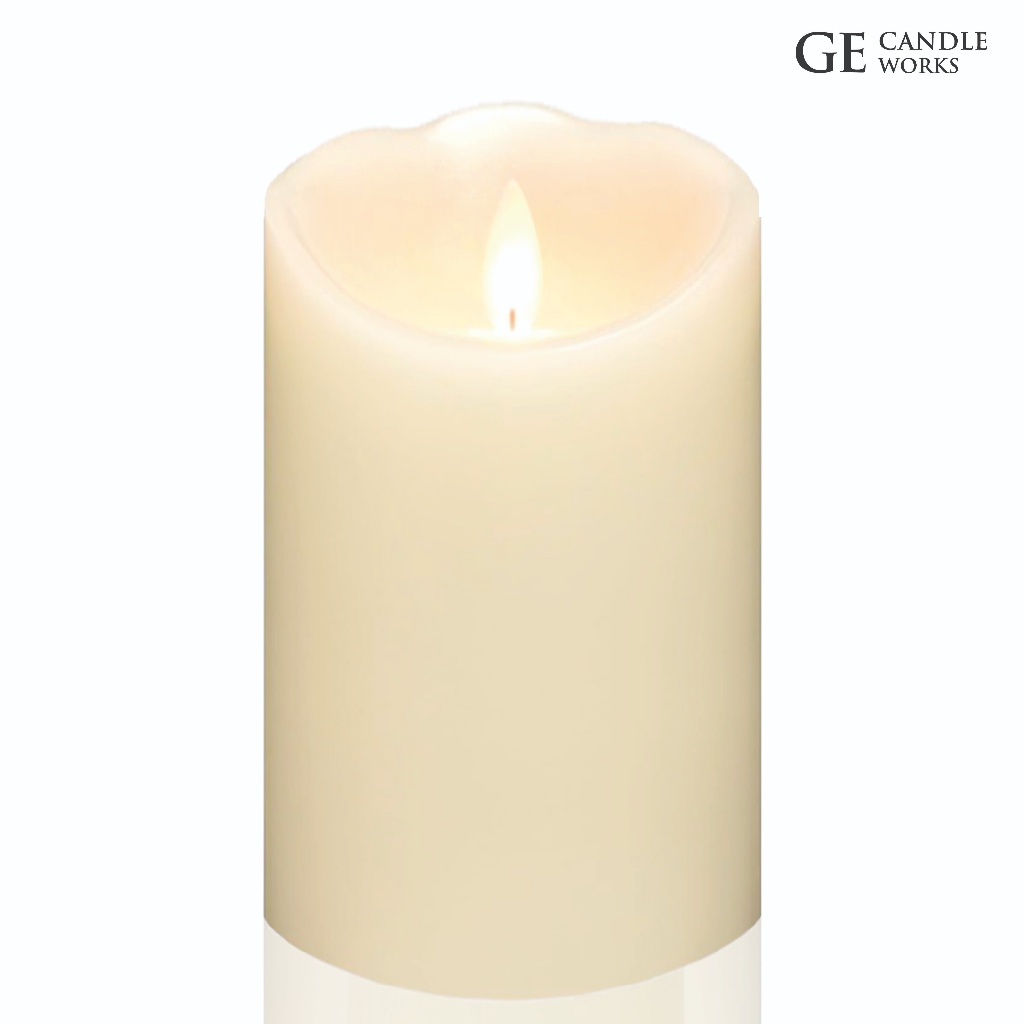 GE Candle Works Flickering LED Flameless Real Wax Candles *15cm Height x 7.5cm Diameter*