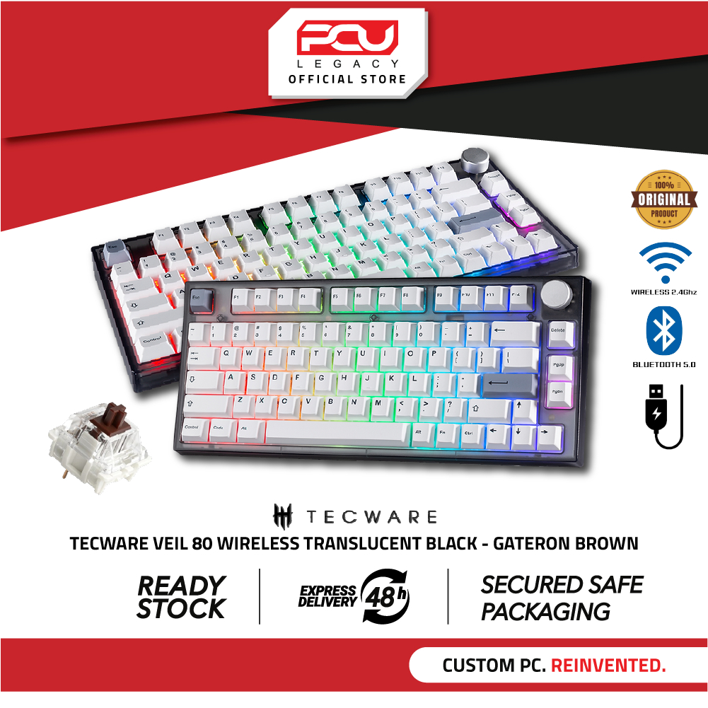 Tecware Veil 80 Wireless Translucent Black Mechanical Keyboard - Gateron Brown