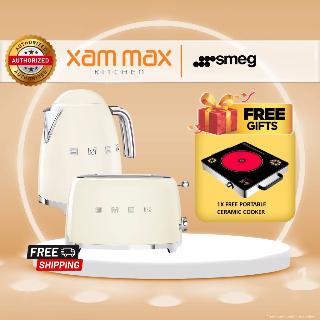 [FREEGIFT & FREESHIP] READYSTOCK  Smeg - TSF01 Bread Toaster & KLF03 Electric Kettle - Two Slice Toaster