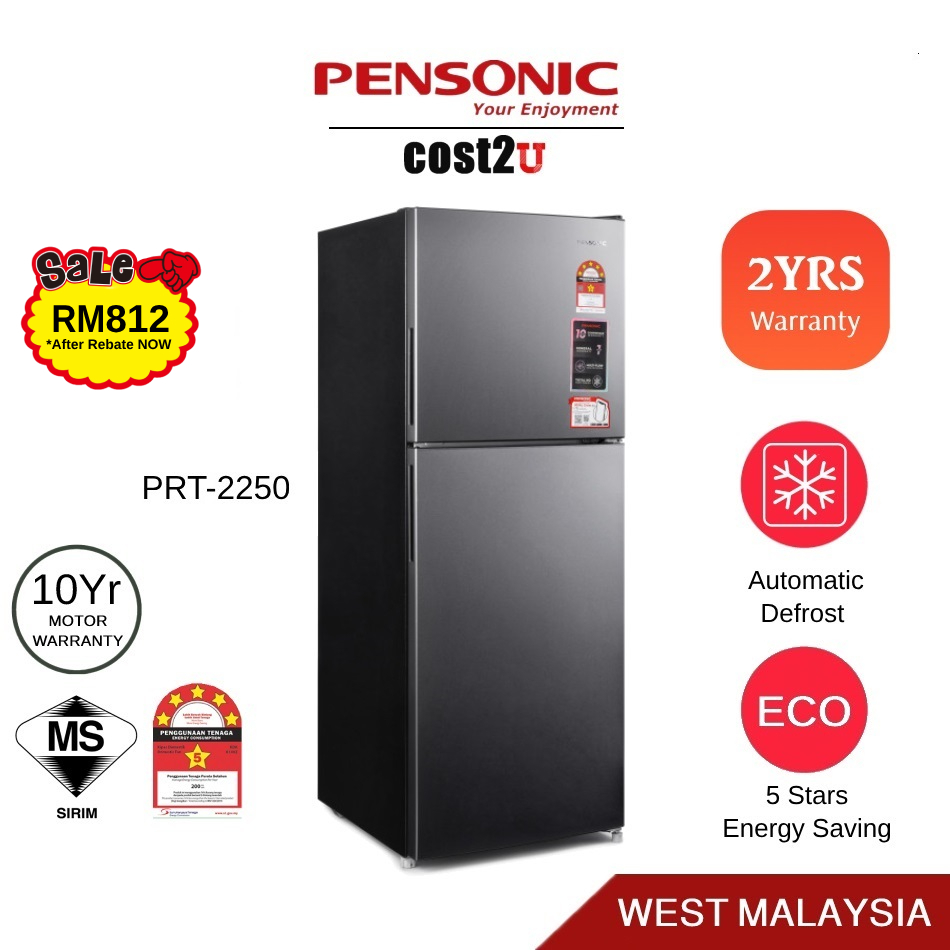 Pensonic 225L Top Mount Freezer Refrigerator | PRT-2250 (Auto Defrost Twin 2 Door Fridge Peti Ais Peti Sejuk Murah 電冰箱)