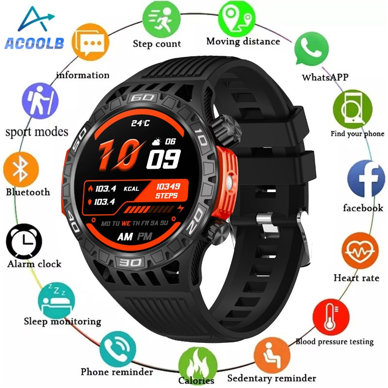 2024 New HT22 Smartwatch Bluetooth Caller Light Flashlight Compass Outdoor Sports bracelet sos health functions