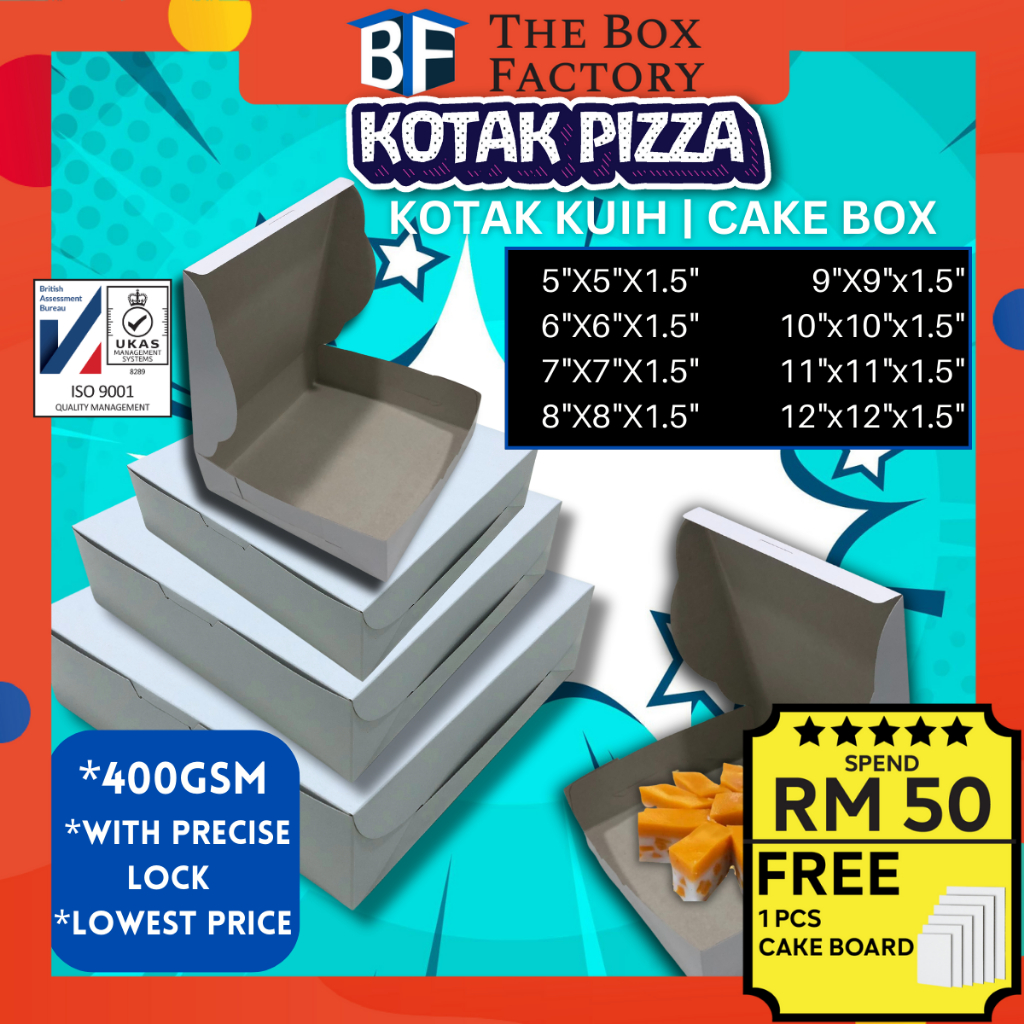 TBF Pizza Box Cake Box / Talam Box EXTRA THICK Food Box / Kotak Kek Tapak Kuda Kek Kotak Kuih Lapis Kotak Donut