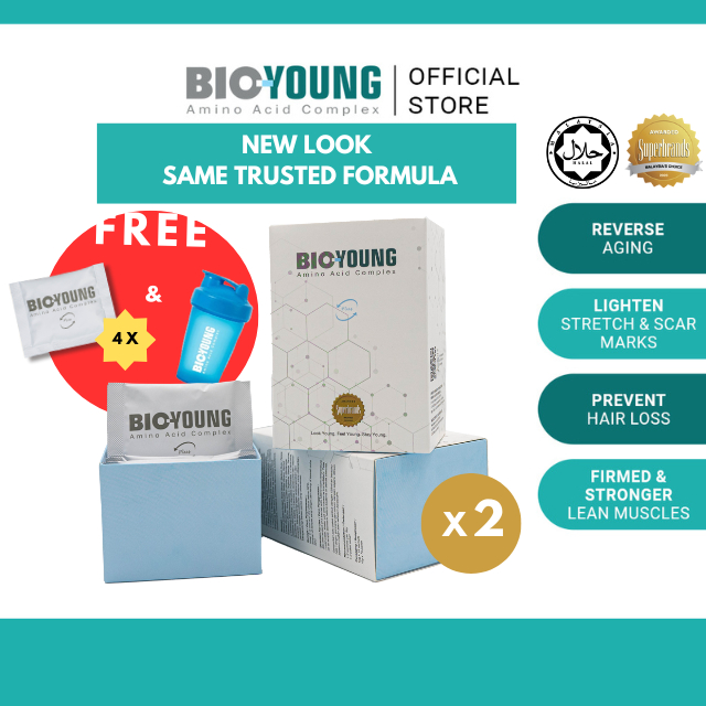 [1 Month Supply: 2 Boxes] Bio-Young Amino Acid Complex Anti-Aging Supplement BioYoung 100% Natural & Halal 抗衰老修复细胞