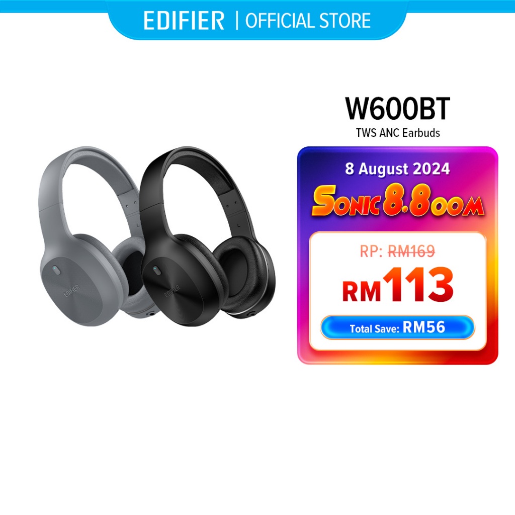 Edifier W600BT Headphone - Bluetooth V5.1 | Connect 2 Devices | Built in Mic | Wired or Wireless | 30 hours Playtime