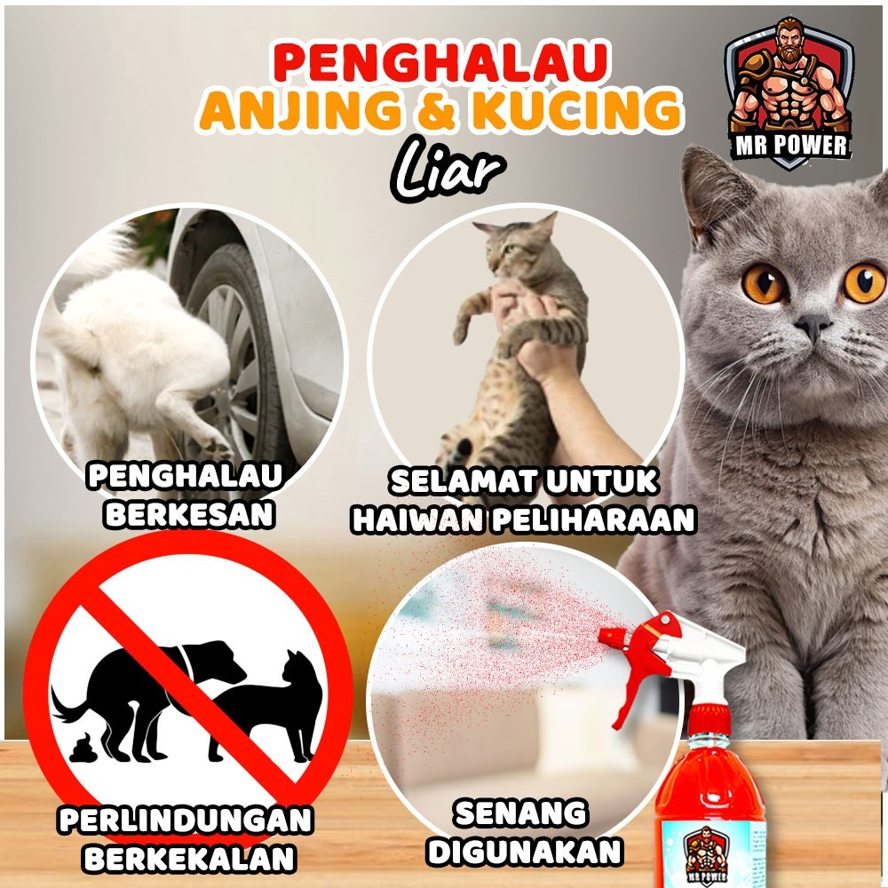 Mr Power Cat Repellent Penghalau Kucing dan Anjing Natural Long Lasting 1200ml