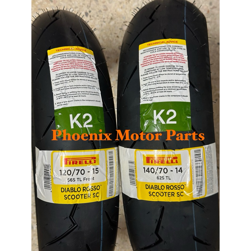 2024 } Pirelli Diablo Rosso Scooter SC Tyre Tayar 110/80-14 / 120/70-15 / 140/70-14 XMAX NVX BMW FORZA RT3
