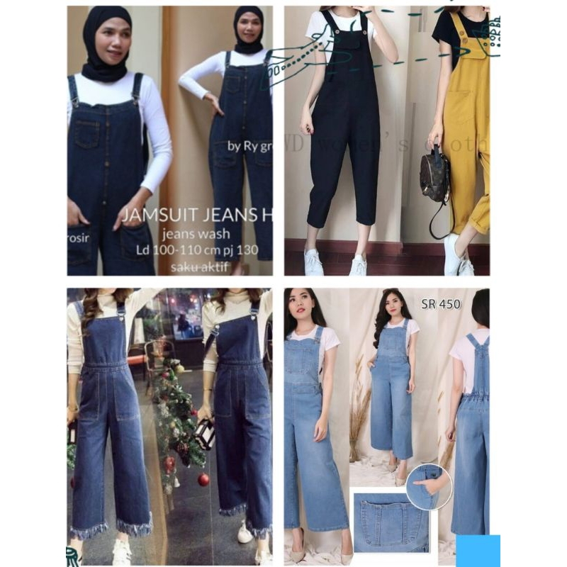 Perloved /New Jepun Mix Second Hand❤️EA Long Jumpsuit Ladies Women 牛仔长连体裤 吊带裙 吊带裤 二手衣服