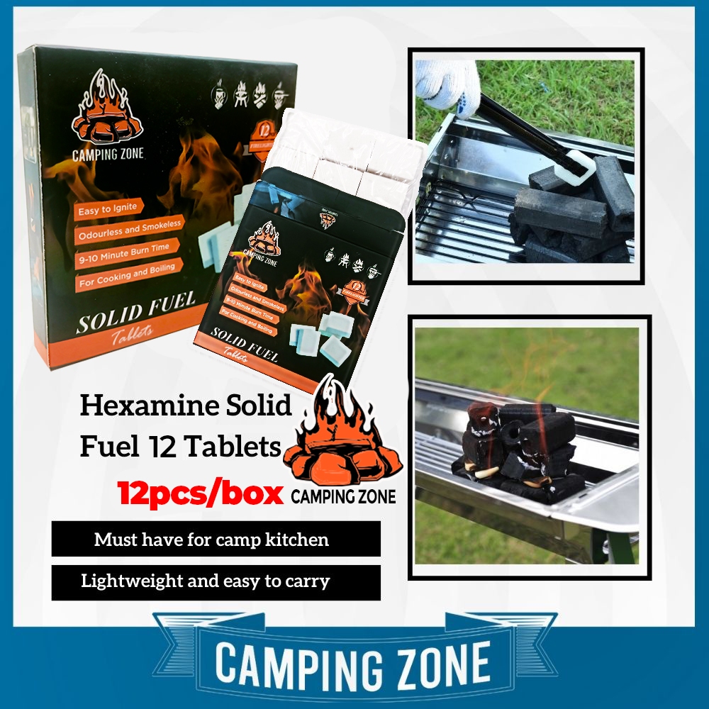 Hexamine Solid Fuel 12 Tablets Lilin Askar Fire Starter Stove Camping Metal Cooker Gel Dapur Masak