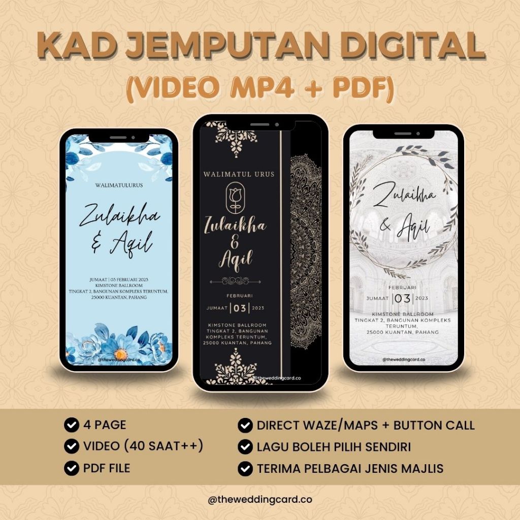 Kad Kahwin Digital | E-Card Wedding Invitation | Video Jemputan Kahwin | Digital Invitation Engagement | Murah & Pantas