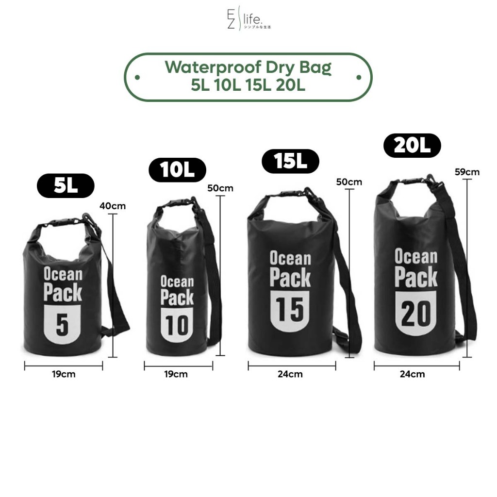 EzLife 20L Waterproof Dry Bag Large Capacity Backpack Gym Diving Travel hypergear waterproof bag Beg Kalis Air Diving