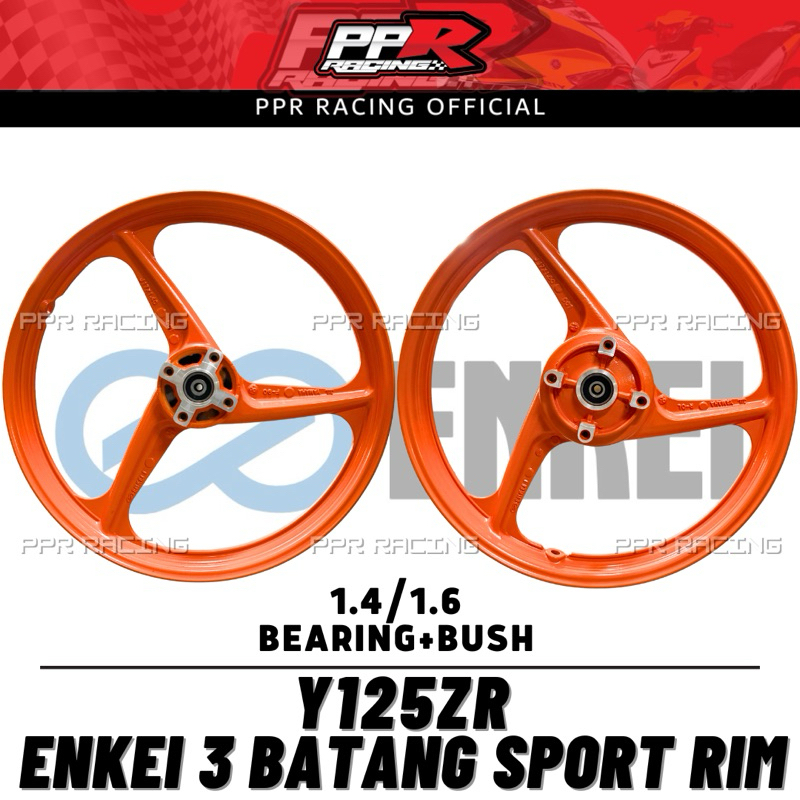 ENKEI 3 BATANG FULL CHOP SPORT RIM ORANGE Y125Z 1.4/1.6 Y125ZR LC135 LCV8 Y15 Y15ZR 3BATANG ORANG OREN