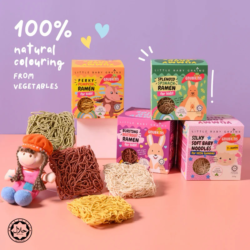 Gnubkins Beetroot, Pumpkin, Spinach Ramen for kids | Silky baby soft noodle