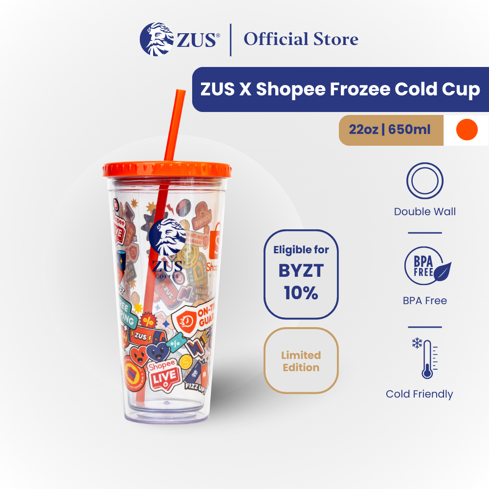 ZUS x Shopee Frozee Cold Cup 650ml (22oz) - Orange - 1's