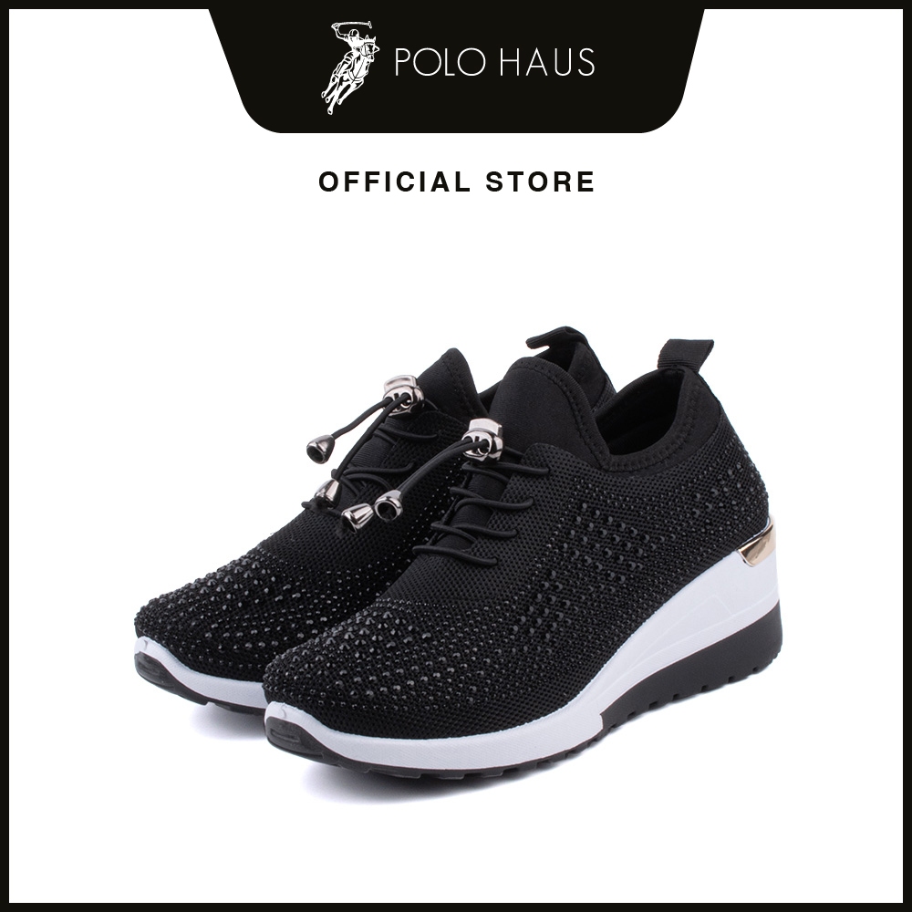 POLO Ladies Aurora Flyknit Bungee Slip-on Sneakers P62203-TF02SV-1-BLACK