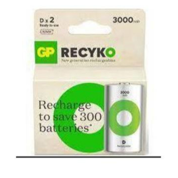 [New Packing] GP ReCyko D Size Rechargeable Battery 3000mAh (2 Battery Pack)