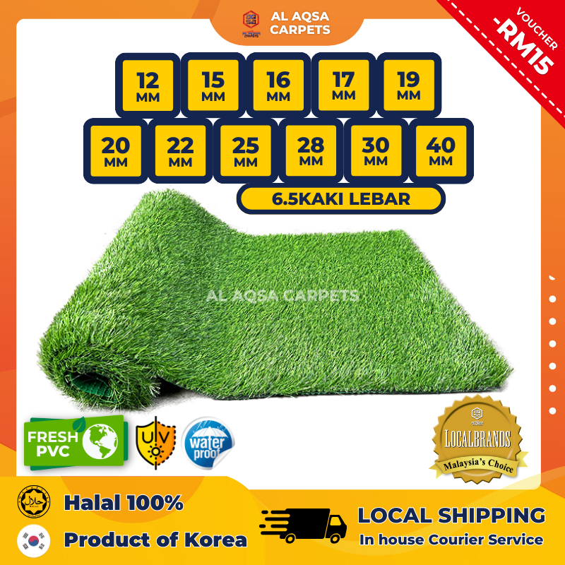 Aqsa Rumput Tiruan Grass Carpet for Outdoor Indoor UV Protection Artificial Fake Karpet Rumput Tiruan 假草  假草皮 人造草坪