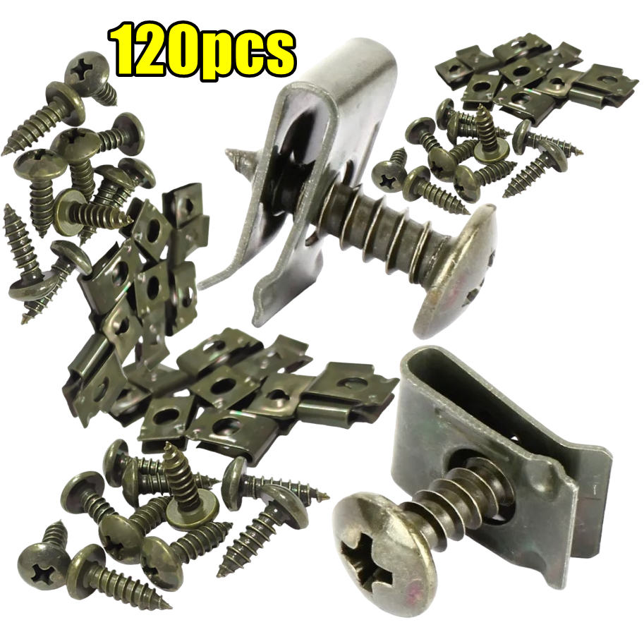 120pcs M5 Skru Motosikal Klip U Nat M5 Screw Motorcycle Cover Set Body Screw Clip Metal Fastener Car U-Clip U Nut Inner