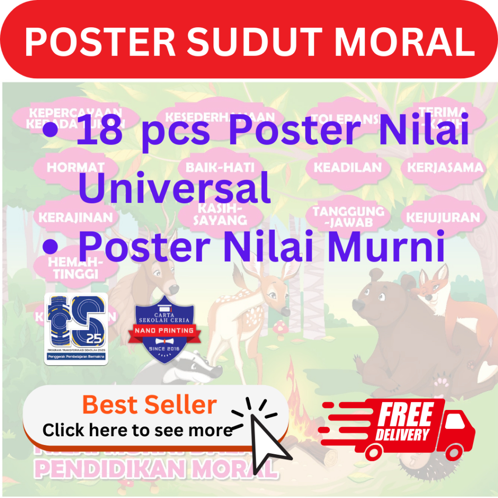 Sudut Pendidikan Moral Nilai-Nilai Murni / Bahan Bantuan Mengajar / PAK 21 / TS25 ⭐FAST SHIPPING⭐