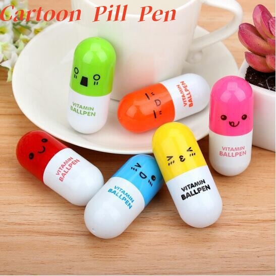 Mini Vitamin Ball Pen Portable Cute Capsule Pill Ballpoint Pens Creative Stationery School Reward