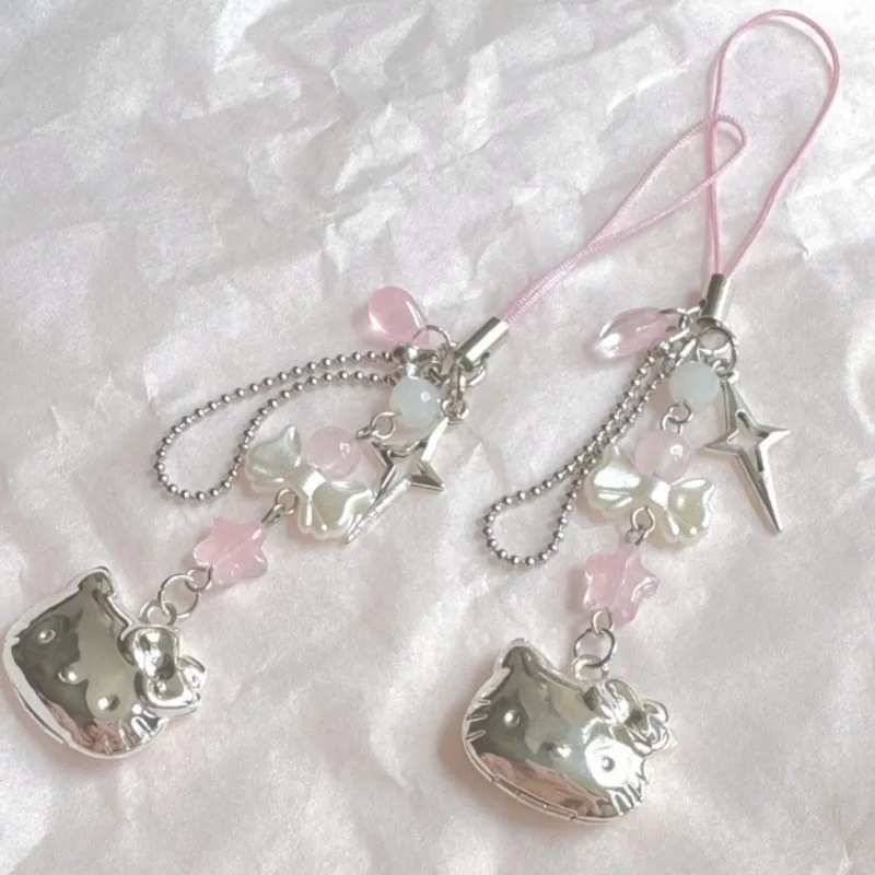 Hello Kitty Bow Heart Phone Chain Keychain Cute Phone Charm Phone Straps