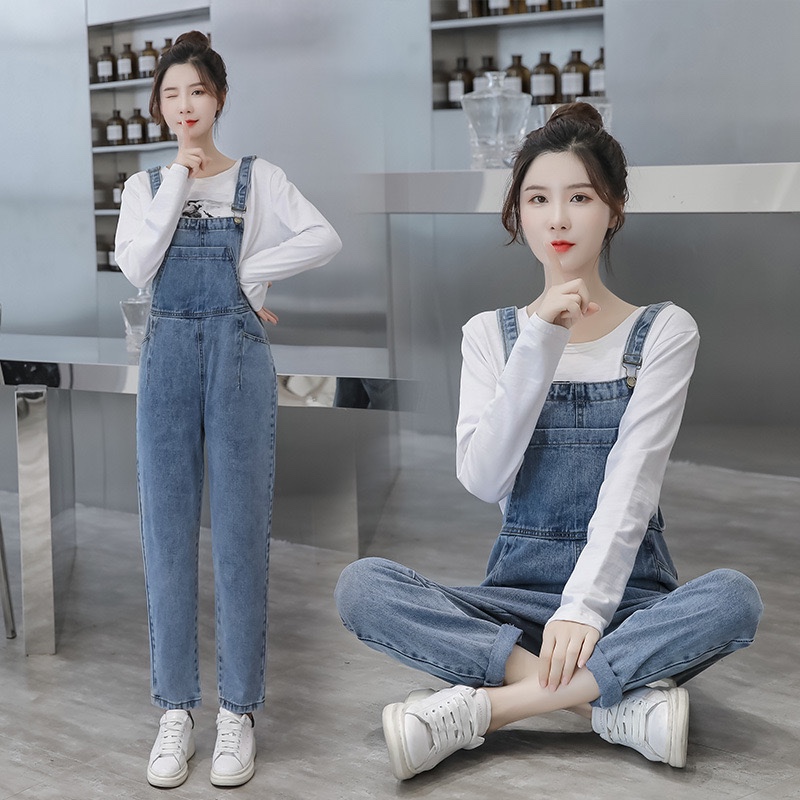 (XS - 5XL) Denim Overalls Regular Fits Jumpsuits Casual Women Jeans 工装裤 背带裤